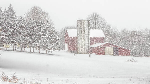Snowstorm On The Farm Art Print featuring the photograph Winter Wonderland II by Rod Best