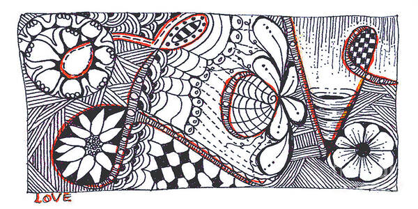 Zentangle Art Print featuring the mixed media Love by Ruth Dailey