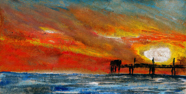Pier Art Print featuring the painting 1 Pier by R Kyllo
