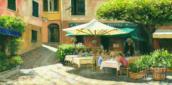 Portofino Cafe Art Print featuring the painting Afternoon Delight #2 by Michael Swanson