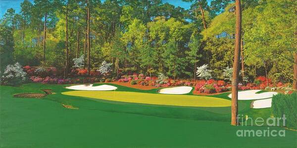 Thirteenth Hole At Augusta Art Print featuring the mixed media Thirteenth at Augusta #2 by L J Oakes