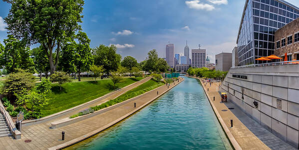 Indiana Art Print featuring the photograph Indianapolis Skyline from the Canal by Ron Pate