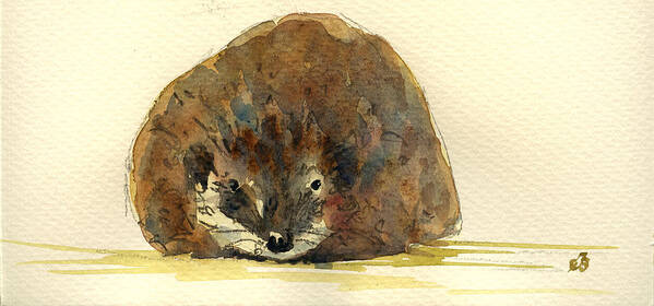 Hedgehog Art Print featuring the painting Hedgehog #4 by Juan Bosco