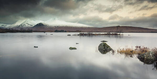 Tranquility Art Print featuring the photograph A Calm Scottish Loch With Snow Capped by Scott Robertson