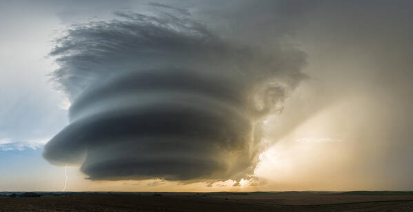 Scenics Art Print featuring the photograph A rotating mesocyclone storm works it's way across the Great Plains of Nebraska. USA by John Finney Photography