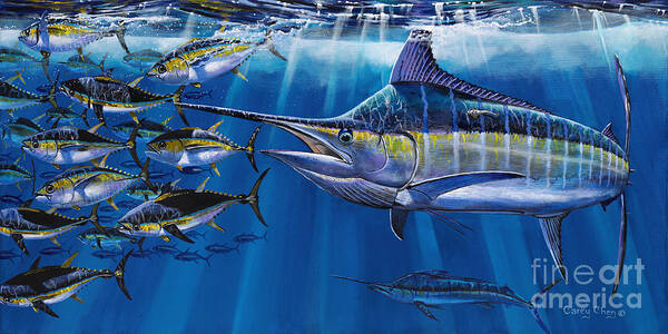 Marlin Art Print featuring the painting Agressor Off00140 by Carey Chen