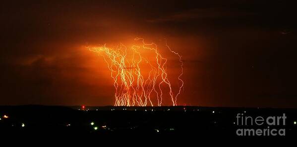 Michael Tidwell Photography Art Print featuring the photograph Amazing Lightning Cluster by Michael Tidwell