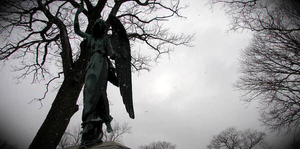 Statue Art Print featuring the photograph Angel Over Me by Kimberly Mackowski