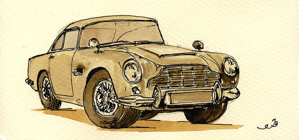 Vintage Art Print featuring the painting Aston Martin DB5 by Juan Bosco