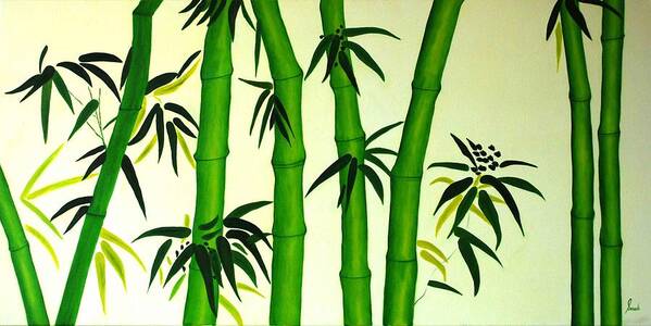 Oil Art Print featuring the painting Bamboos by Sonali Kukreja