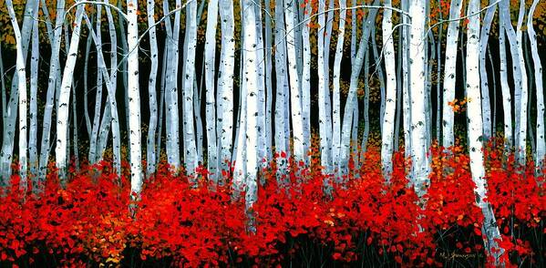 Birch Art Print featuring the painting Birch 24 x 48 by Michael Swanson