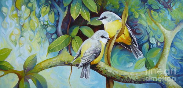 Birds Art Print featuring the painting Birds by Elena Oleniuc