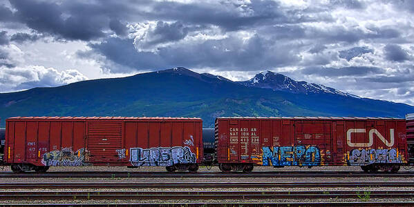 Train Art Print featuring the photograph Canadian Freight Train in Jasper by Stuart Litoff