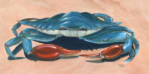 Crab Art Print featuring the painting Caught Red Handed by Donna Tucker