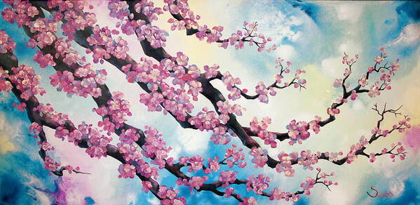 Cherry Blossoms Art Print featuring the painting Cherry Blossoms by Shiela Gosselin