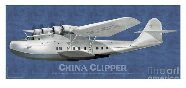 Planes Art Print featuring the digital art China Clipper NC 14716 by Kenneth De Tore