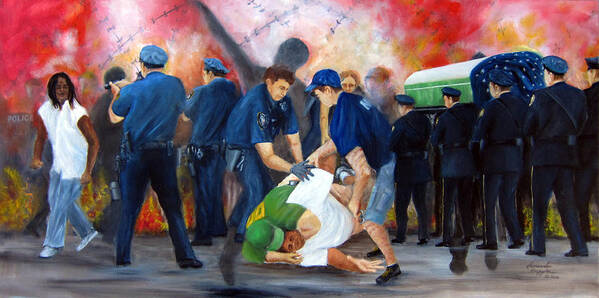 Current Events Art Print featuring the painting Civil Unrest-Final Salute by Leonardo Ruggieri
