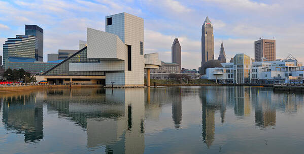 Cleveland Art Print featuring the photograph Cleveland Waterfront Daytime Panorama by Clint Buhler