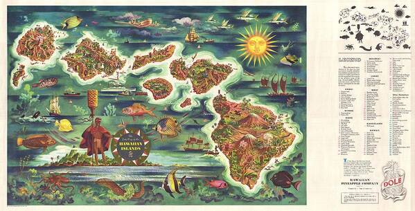 Dole Art Print featuring the painting Dole Hawaii Map by Dole