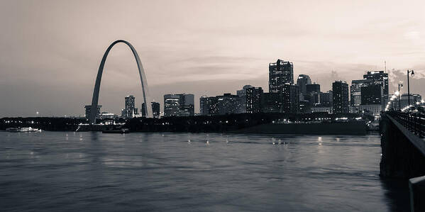 Panorama Art Print featuring the photograph Downtown St. Louis in twilight by Scott Rackers