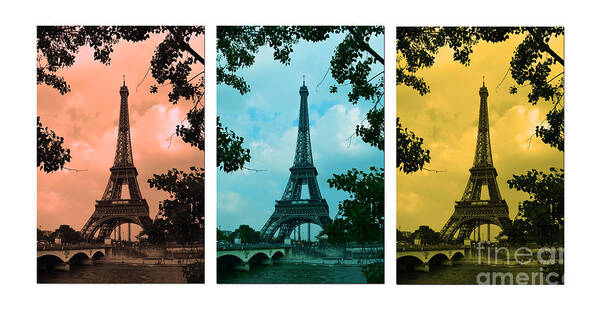 Eiffel Tower Paris France Photography Art Print featuring the photograph Eiffel Tower Paris France Trio by Patricia Awapara