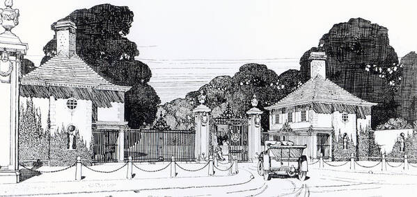Brooklandwood Art Print featuring the drawing Entrance to Brooklandwood by Thomas Hayton Mawson