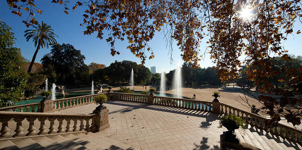 Photography Art Print featuring the photograph Fountain In A Park, Parc De La by Panoramic Images