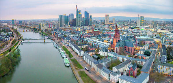 Corporate Business Art Print featuring the photograph Germany, Frankfurt, River Main. Aerial by Malorny