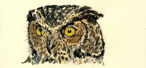 Great Art Print featuring the painting Great Horned Owl by Juan Bosco