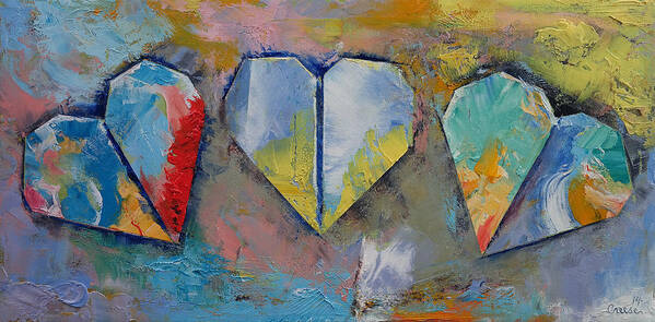 Abstract Art Art Print featuring the painting Hearts by Michael Creese