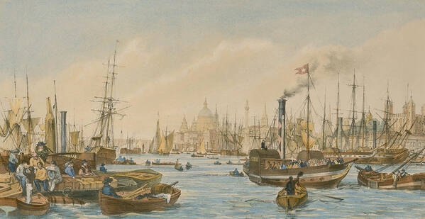 William Parrot Art Print featuring the painting Looking towards London Bridge by William Parrot