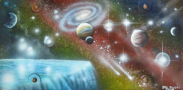 Multiverse Art Print featuring the painting Multiverse Falls by Sam Del Russi