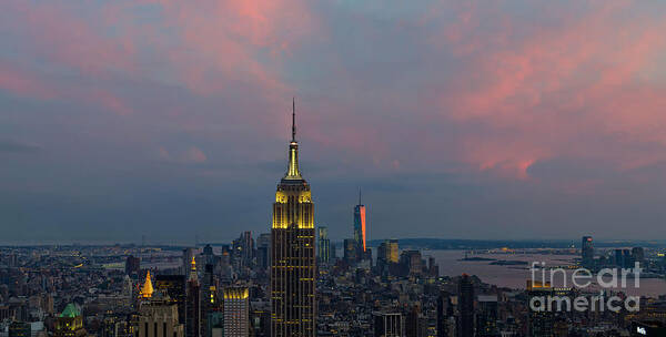 New York City Art Print featuring the photograph New York City Sunset by Cathy Alba