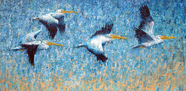 Pelicans Art Print featuring the painting Pelicans 3 by Ned Shuchter