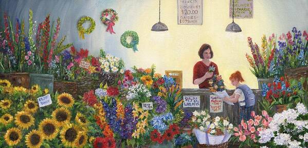 Pikes Art Print featuring the painting Pikes' Flower Market by June Hunt