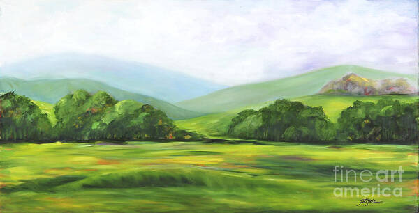Rolling Hills Springtime Stretched Canvas Prints Art Print featuring the painting Rolling Hills Sprintime by Pati Pelz