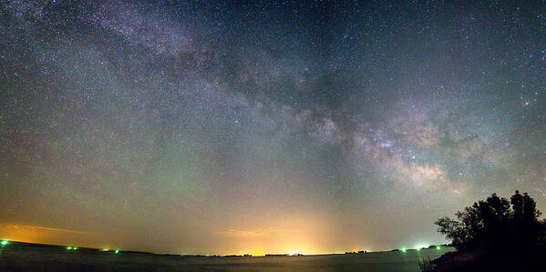 Jackson Lake State Park Art Print featuring the photograph Rural Night Milky Way Sky Panorama by James BO Insogna