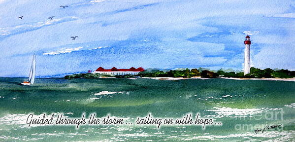 Cape May Lighthouse Art Print featuring the painting Sailing On With Hope by Nancy Patterson