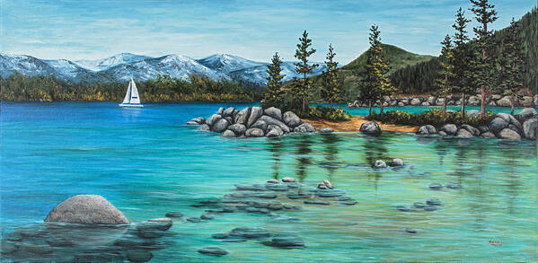 Landscape Art Print featuring the painting Sand Harbor by Darice Machel McGuire