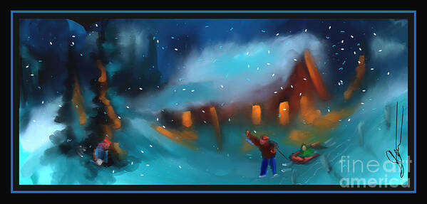 Snow Art Print featuring the painting Snowy Fun by Steven Lebron Langston