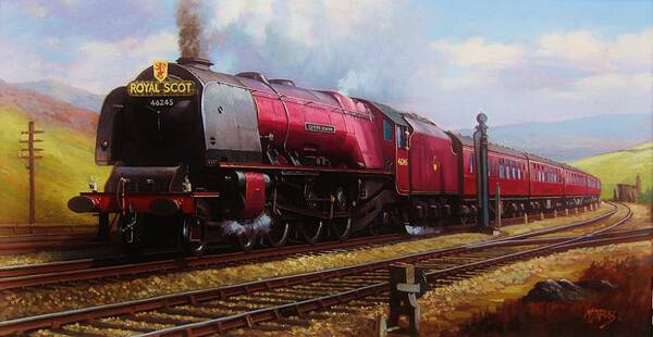 Steam Train\steam Train Artist Art Print featuring the painting Stanier pacific on Shap. by Mike Jeffries