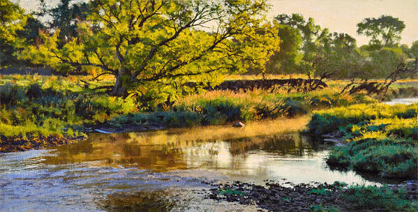 Landscape Art Print featuring the painting Summer's Stream Dawn by Bruce Morrison