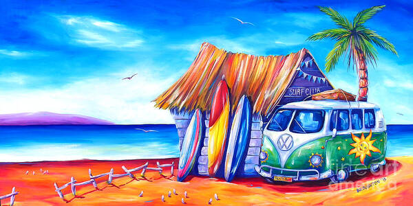 Surf Art Print featuring the painting Surf Club by Deb Broughton