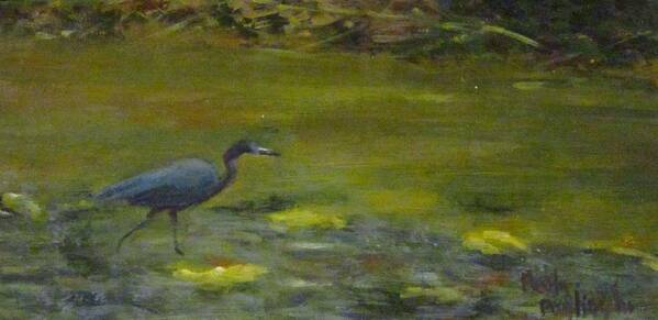 Little Blue Heron Art Print featuring the painting Taking A Walk by Paula Pagliughi