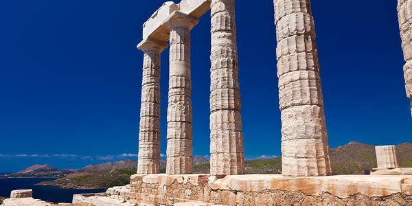 Temple Art Print featuring the photograph Temple of Poseidon at Sounion by Brad Brizek