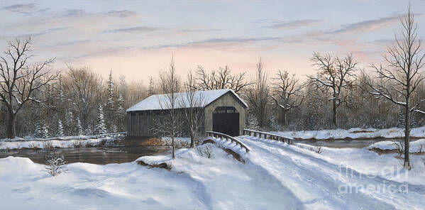 Covered Bridge Art Print featuring the painting The Covered Bridge by Phil Christman