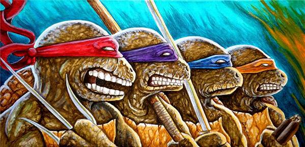 Tmnt Art Print featuring the painting TMNT Showdown 1 by Al Molina