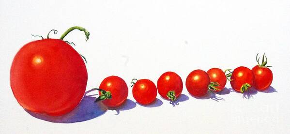 Tomatoes Art Print featuring the painting Toms by Greg and Linda Halom