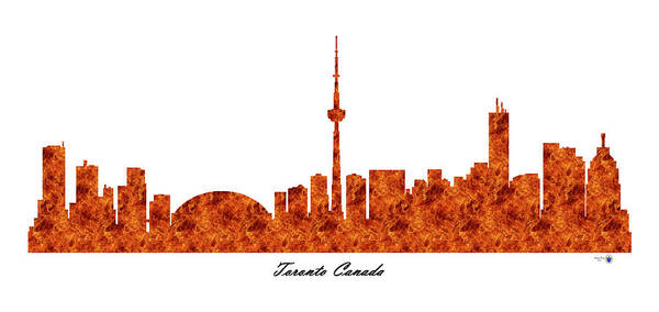Fine Art Art Print featuring the digital art Toronto Canada Raging Fire Skyline by Gregory Murray