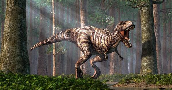 Tyrannosaurus Art Print featuring the digital art TRex in the Forest by Daniel Eskridge